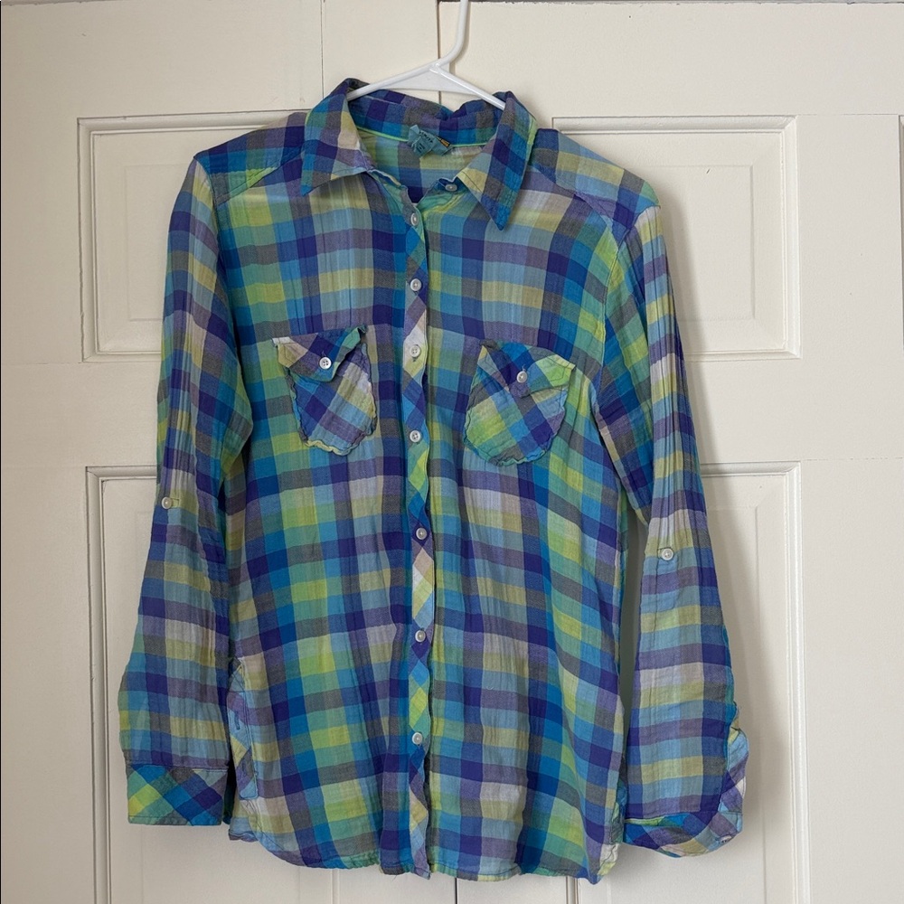C&C California Checkered Shirt in Blue and Lime